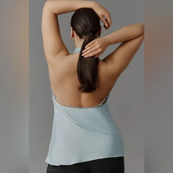 Cowl-Neck Silky Halter Top - Picture 4 of 11